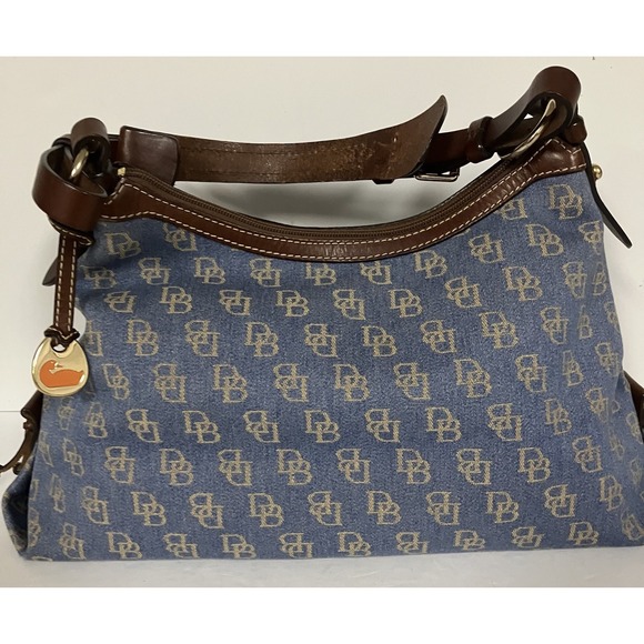 DOONEY & BOURKE Vintage Y2K Denim  East West Slouch Logo Shoulder Bag - Picture 3 of 10
